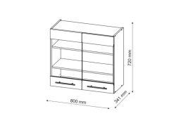 Vicco Küchenglasschrank Fame-Line Glashängeschrank Anthrazit Hochglanz/Weiß 80 cm