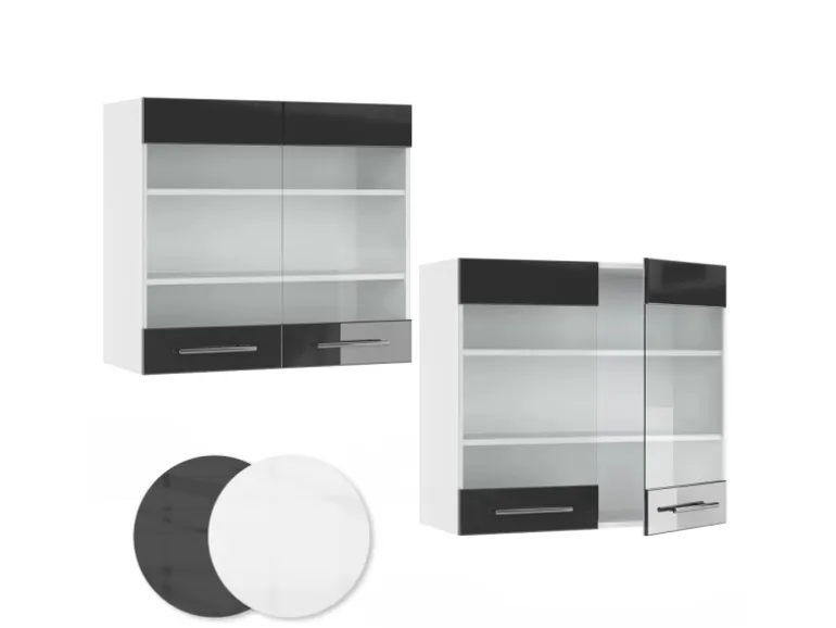 Vicco Küchenglasschrank Fame-Line Glashängeschrank Anthrazit Hochglanz/Weiß 80 cm