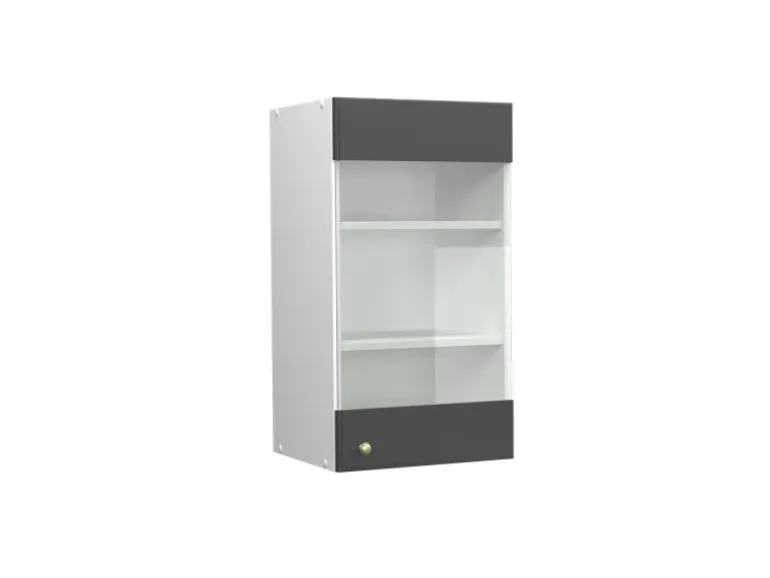 Vicco Küchenglasschrank Fame-Line Glashängeschrank Anthrazit-Gold/Weiß 40 cm