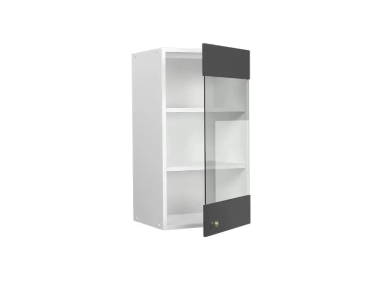 Vicco Küchenglasschrank Fame-Line Glashängeschrank Anthrazit-Gold/Weiß 40 cm