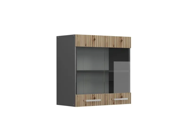 Vicco Küchenglasschrank R-Line Glashängeschrank Artisan-Eiche/Anthrazit 60 cm