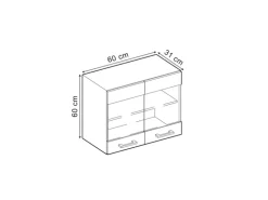 Vicco Küchenglasschrank R-Line Glashängeschrank Artisan-Eiche/Anthrazit 60 cm