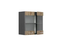 Vicco Küchenglasschrank R-Line Glashängeschrank Artisan-Eiche/Anthrazit 60 cm