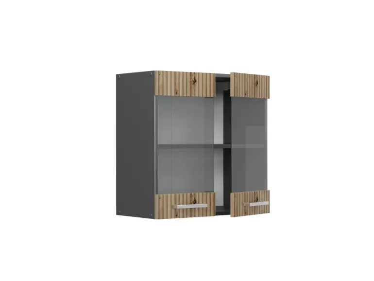 Vicco Küchenglasschrank R-Line Glashängeschrank Artisan-Eiche/Anthrazit 60 cm