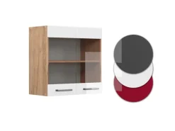 Vicco Küchenglasschrank R-Line Glashängeschrank Weiß Hochglanz/Goldkraft Eiche 60 cm