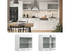 Vicco Küchenglasschrank R-Line Glashängeschrank Weiß Hochglanz/Weiß 60 cm