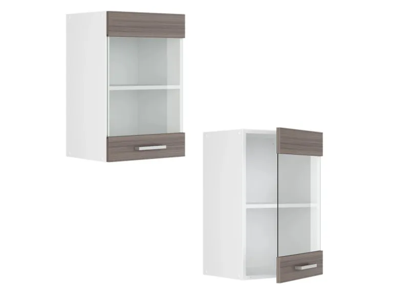 Vicco Küchenglasschrank R-Line Glashängeschrank Grau/Weiß 40 cm