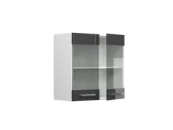 Vicco Küchenglasschrank R-Line Glashängeschrank Anthrazit Hochglanz/Weiß 60 cm