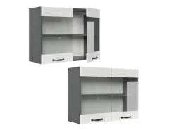 Vicco Küchenglasschrank R-Line Glashängeschrank Weiß Landhaus/Anthrazit 80 cm