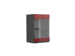 Vicco Küchenglasschrank R-Line Glashängeschrank Rot/Anthrazit 40 cm J-Shape