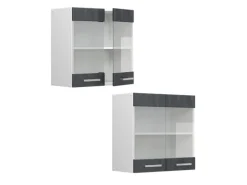 Vicco Küchenglasschrank R-Line Glashängeschrank Schwarz Beton/Weiß 60 cm