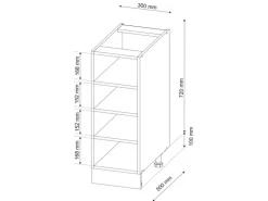 Vicco Küchenregal Fame-Line Offener Küchenschrank Anthrazit 30 cm AP Eiche