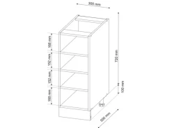 Vicco Küchenregal Fame-Line Offener Küchenschrank Weiß/Weiß 30 cm AP Marmor