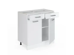 Vicco Küchenschrank R-Line Schubladenschrank für die Küche Weiß Hochglanz 80 cm AP Eiche