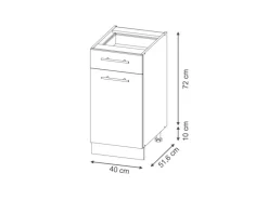 Vicco Küchenschränke Fame-Line Dunkelblau Hochglanz/Weiß 40 cm ohne Arbeitsplatte