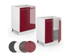 Vicco Küchenunterschrank Fame-Line Bordeaux Hochglanz/Weiß 60 cm ohne Arbeitsplatte