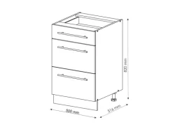 Vicco Küchenunterschrank Fame-Line Goldkraft Eiche/Anthrazit 50 cm ohne Arbeitsplatte