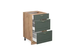 Vicco Küchenunterschrank Fame-Line Grün-Gold Landhaus/Goldkraft Eiche 50 cm AP Eiche