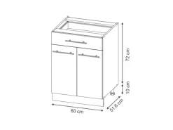 Vicco Küchenunterschrank Fame-Line Dunkelblau Hochglanz/Goldkraft Eiche 60 cm mit Schublade AP Eiche