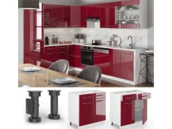 Vicco Küchenunterschrank Fame-Line Bordeaux Hochglanz/Weiß 80 cm ohne Arbeitsplatte