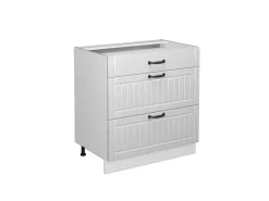 Vicco Küchenunterschrank Fame-Line Weiß Landhaus/Weiß 80 cm mit 3 Schubladen ohne Arbeitsplatte