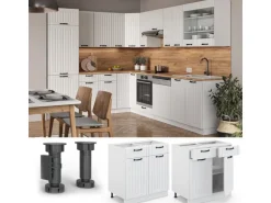 Vicco Küchenunterschrank Fame-Line Weiß Landhaus/Weiß 80 cm ohne Arbeitsplatte