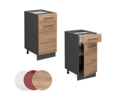 Vicco Küchenunterschrank Fame-Line Goldkraft Eiche/Anthrazit 40 cm AP Eiche