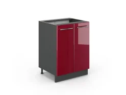 Vicco Küchenunterschrank Fame-Line Bordeaux Hochglanz/Anthrazit 60 cm ohne Arbeitsplatte