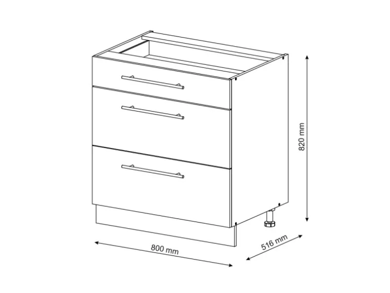 Vicco Küchenunterschrank Fame-Line Grün-Gold Landhaus/Goldkraft Eiche 80 cm mit 3 Schubladen ohne Arbeitsplatte