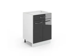Vicco Küchenunterschrank Fame-Line Anthrazit Hochglanz/Weiß 60 cm mit Schublade ohne Arbeitsplatte