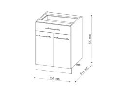 Vicco Küchenunterschrank Fame-Line Anthrazit Hochglanz/Weiß 60 cm mit Schublade ohne Arbeitsplatte