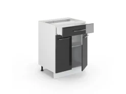 Vicco Küchenunterschrank Fame-Line Anthrazit Hochglanz/Weiß 60 cm mit Schublade ohne Arbeitsplatte