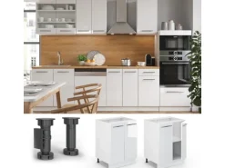 Vicco Küchenunterschrank Fame-Line Weiß Hochglanz/Weiß 60 cm ohne Arbeitsplatte