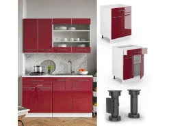 Vicco Küchenunterschrank Fame-Line Bordeaux Hochglanz 60 cm mit Schublade ohne Arbeitsplatte