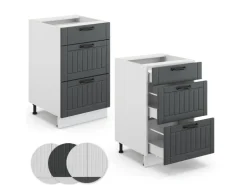 Vicco Küchenunterschrank Fame-Line Anthrazit/Weiß 50 cm ohne Arbeitsplatte