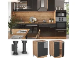 Vicco Küchenunterschrank Fame-Line Anthrazit Hochglanz/Goldkraft Eiche 60 cm AP Anthrazit