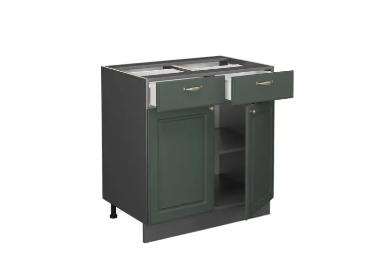 Vicco Küchenunterschrank Fame-Line Grün-Gold Landhaus/Anthrazit 80 cm ohne Arbeitsplatte