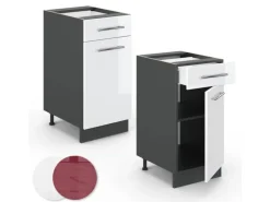 Vicco Küchenunterschrank Fame-Line Weiß Hochglanz/Anthrazit 40 cm ohne Arbeitsplatte