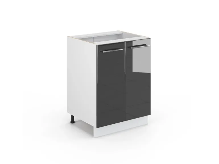 Vicco Küchenunterschrank Fame-Line Anthrazit Hochglanz/Weiß 60 cm ohne Arbeitsplatte