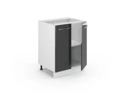 Vicco Küchenunterschrank Fame-Line Anthrazit Hochglanz/Weiß 60 cm ohne Arbeitsplatte