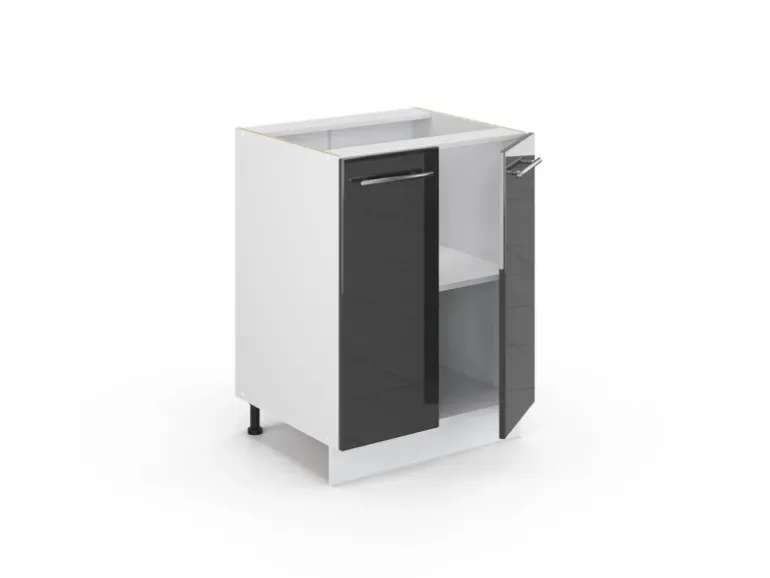 Vicco Küchenunterschrank Fame-Line Anthrazit Hochglanz/Weiß 60 cm ohne Arbeitsplatte