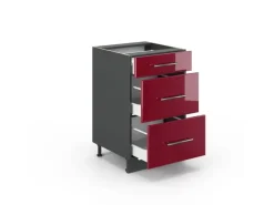 Vicco Küchenunterschrank Fame-Line Bordeaux Hochglanz/Anthrazit 50 cm ohne Arbeitsplatte