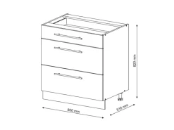 Vicco Küchenunterschrank Fame-Line Anthrazit-Gold/Goldkraft Eiche 80 cm mit 3 Schubladen ohne Arbeitsplatte