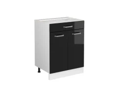 Vicco Küchenunterschrank R-Line Schwarz Hochglanz 60 cm mit Schublade ohne Arbeitsplatte