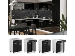 Vicco Küchenunterschrank R-Line Schwarz Hochglanz 60 cm mit Schublade ohne Arbeitsplatte