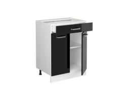 Vicco Küchenunterschrank R-Line Schwarz Hochglanz 60 cm mit Schublade ohne Arbeitsplatte