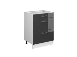 Vicco Küchenunterschrank R-Line Anthrazit Hochglanz/Weiß 60 cm mit Schubladen ohne Arbeitsplatte