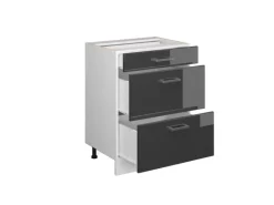 Vicco Küchenunterschrank R-Line Anthrazit Hochglanz/Weiß 60 cm mit Schubladen ohne Arbeitsplatte