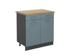 Vicco Küchenunterschrank R-Line Schubladenschrank für die Küche Blau-Grau/Anthrazit 80 cm AP Eiche