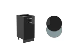 Vicco Küchenunterschrank R-Line Schwarz Hochglanz/Anthrazit 40 cm AP Eiche